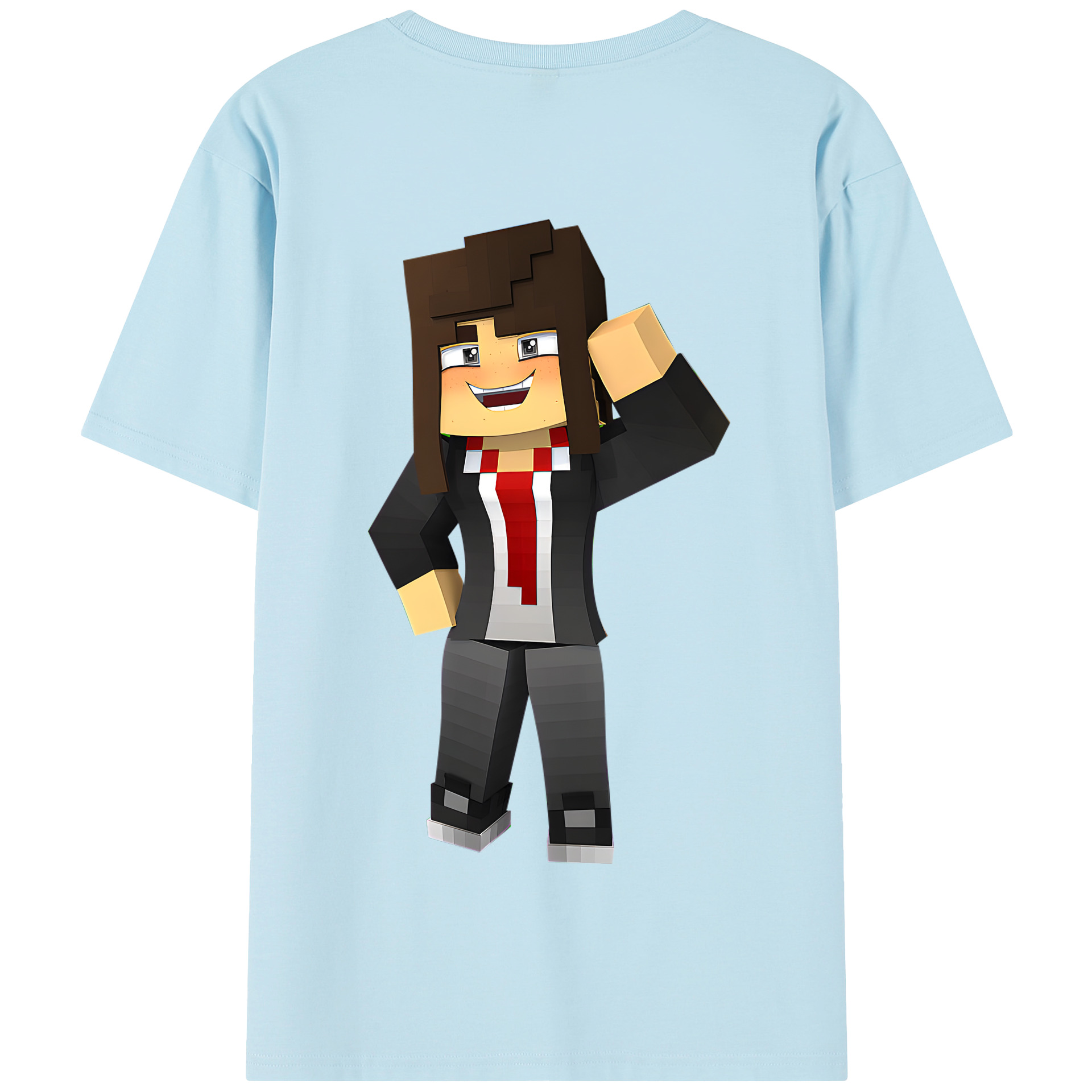 （画像用） マインクラフト ブロックの世界 Minecraft MC Block world 綿100％半袖Tシャツ（背面プリント）